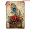 Vintage Metal Wall Art Peacock Poppy Sign 20x30cm Home Decor