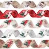 2M Christmas Ribbon Classic Wrapping Christmas Tree Wreath Bows DIY Fabric Swirl Ribbon Burlap Ribbon with Wired Edge Gift