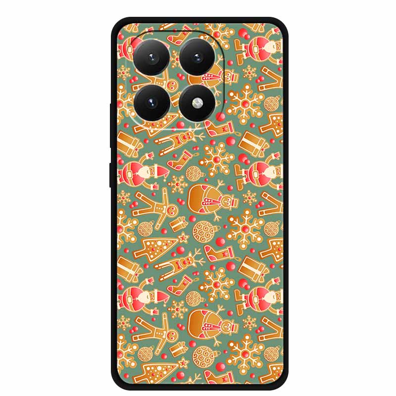 Christmas Cover For Xiaomi 15T 5G Case Black Silicone Cases TPU Santa Claus Christmas Tree Cover Cartoon Deer For Mi 15T 5G 15 T