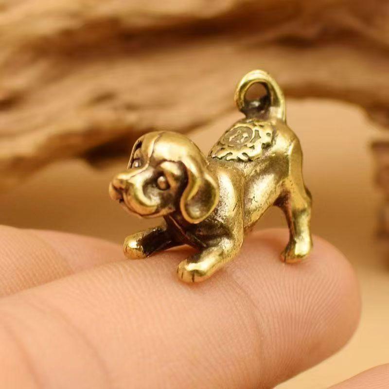 Retro Kupfer Skulptur Messing Welpe Messing Ornamente Niedlicher Hund Antikes Schreibtischornament Teetier Mini Handwerk Heimdekoration Geschenk
