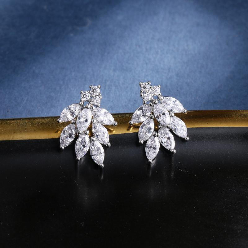 Elegant Temperament Women's Stud Earrings Copper Inlaid Zircon Bridal Earrings Wedding Photography Earrings Cross-border Trade Hot-selling Earrings
