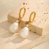 Xiaomi Vnox Charm Geometry Pearl Orchid Drop Earrings For Women Stainless Steel Hoop Classic Ear Jewelry  Wedding Party Gift Earring