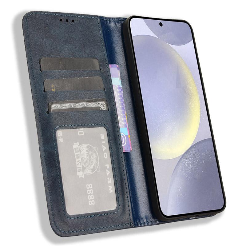

For Samsung Galaxy S24+ Wallet Phone Case Retro Texture Leather Cover Red