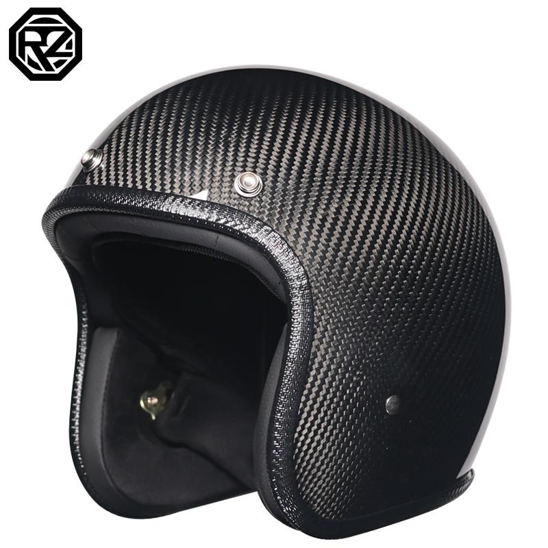 ORZ Motorcycle Open Face Helmet  Carbon 3/4 Half helmet