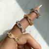 Schicke strahlende kubanische Gliederkettenringe für Damen Ice Out Mikro-Pavé Zirkonia Tennisring Modeschmuck Hiphop Rock Schmuck