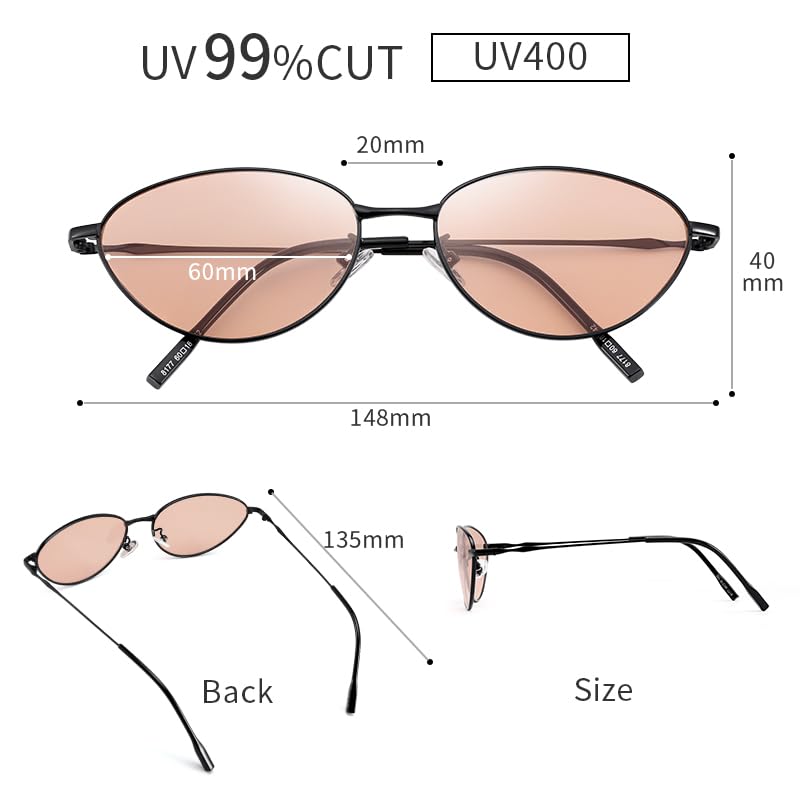 FEISEDY Cat Eye Metal Frame Sunglasses with UV400 Stylish Design for Mountain and a Smaller B1329 Women's Protection, Driving, Fishing, Climbing,