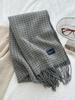 Women'S Imitation Cashmere Retro Houndstooth Knit Scarf Headscarf Casual Tassel Scarve Ladies Mujer Wrap Shawl Winter New Korean