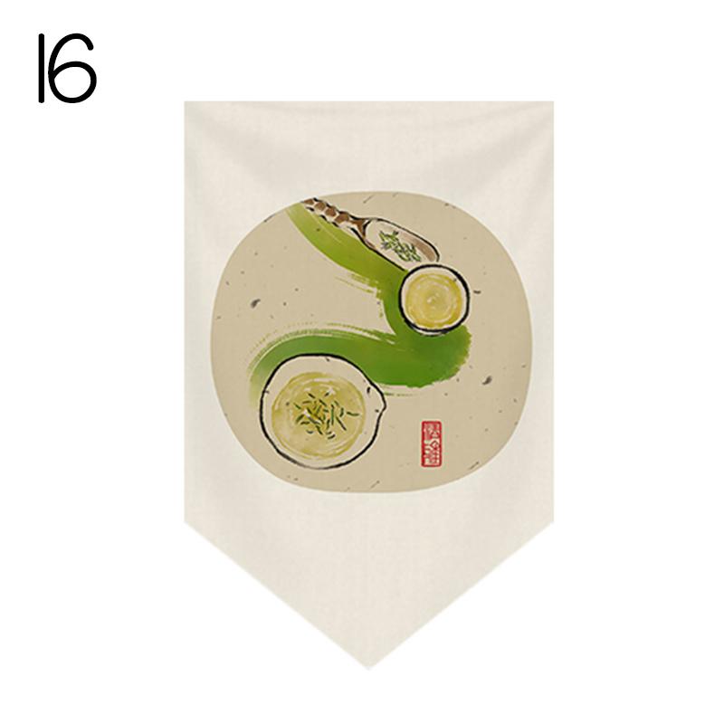 Japanese Tea Room Partition Door Head Curtain Signboard Chinese Style Hanging Short Curtain Restaurant Teahouse Decor Pennant