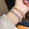 Geometric Zircon Cross Cuff Bracelet In 18k Gold Plating For Women