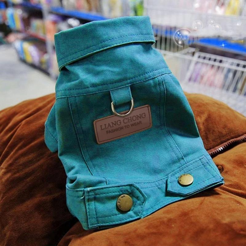 Casaco Jeans Roupas com Argola de Fivela Jaquetas Jeans para Cachorros Pequenos e Médios