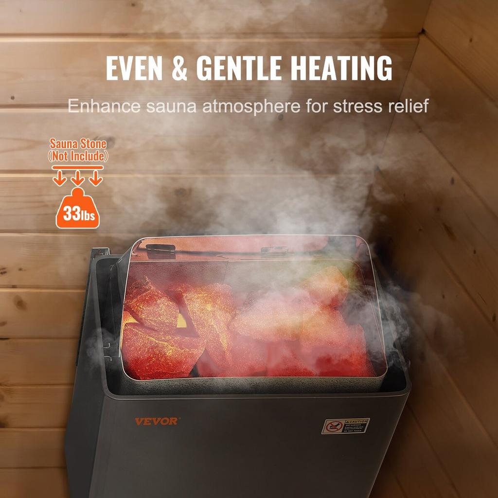Poêle chauffant électrique pour sauna 6 kW avec contrôleur numérique pour spa domestique de 5-9 m³