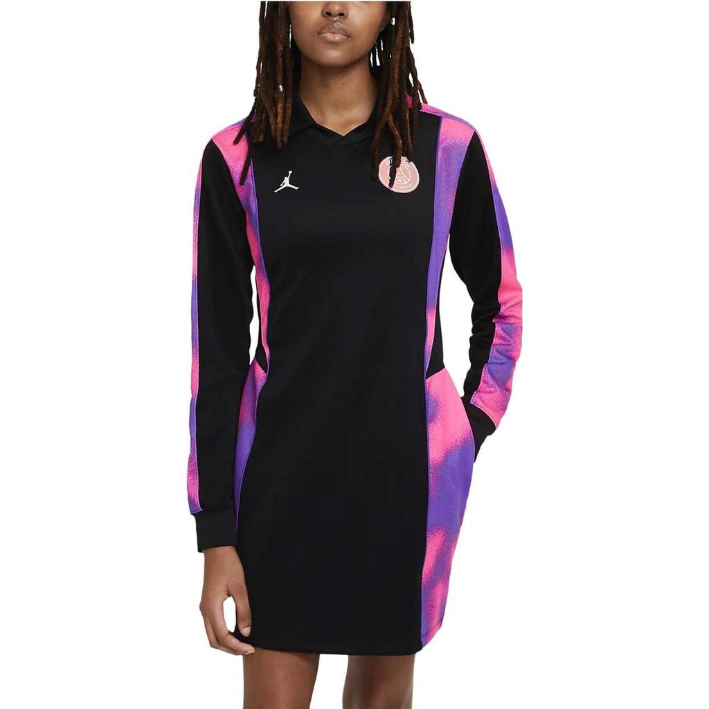 Jordan Paris Saint-Germain Jersey Dress Long Sleeve Women Dresses Black CZ7501-010