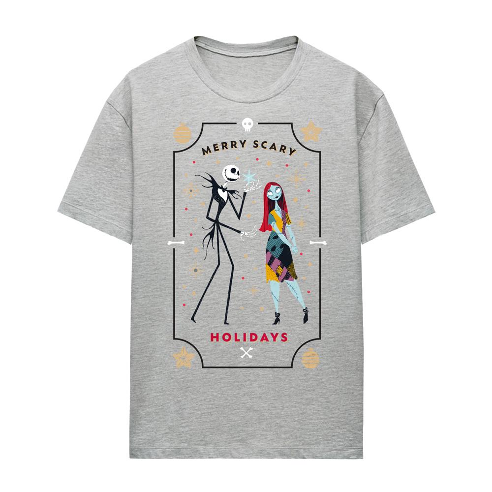 The Nightmare Before Christmas Womens/Ladies Scary Holidays Jack and Sally Heather T-Shirt