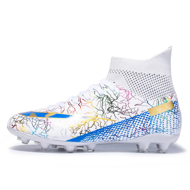 Autumn New High Top Football Shoes with Broken Nails Black Camo Large Size Boys' Adult Professional Training Football Shoes