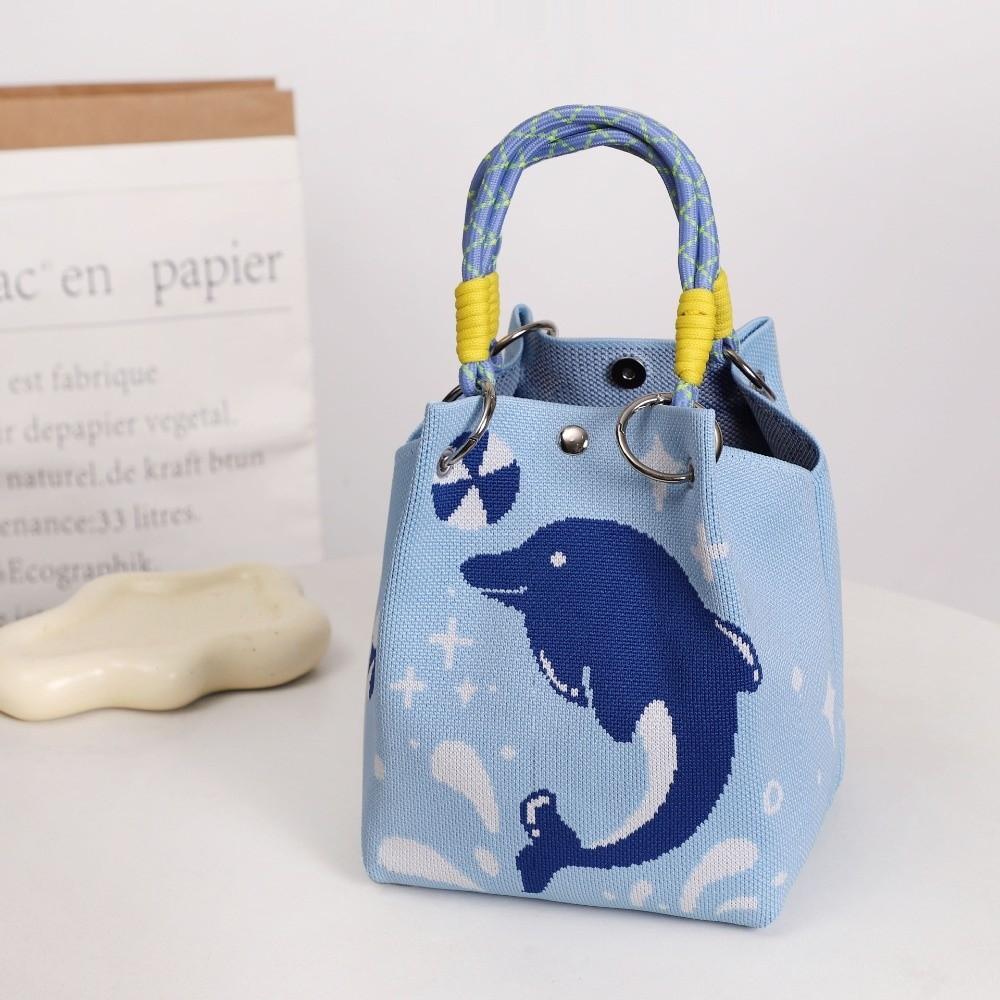 Storage Bag Knit Tote Bag Lightweight Gingerbread Man Ring Buckle Bag Large Capacity Christmas Elk Magnetic Buckle Bag Commuting