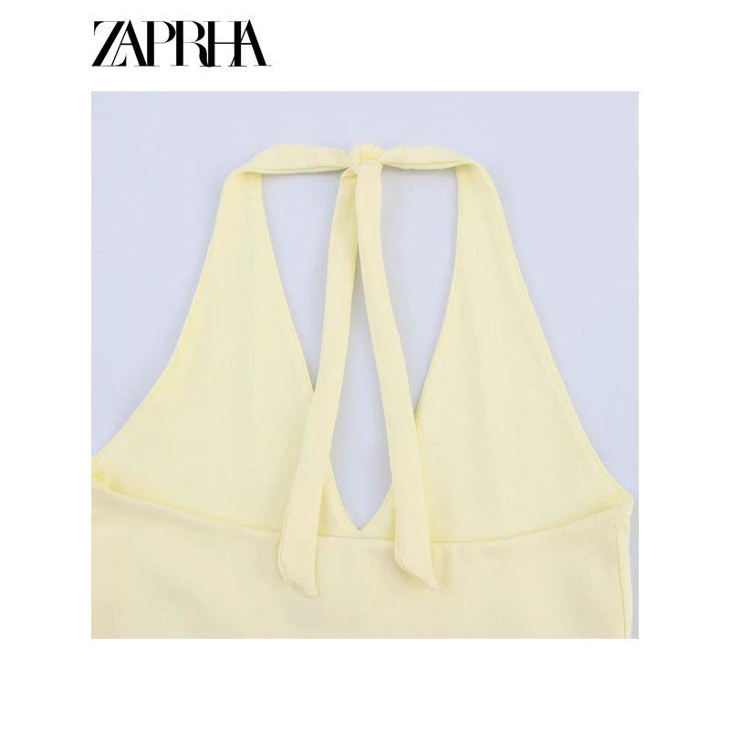 Zaprha 2025 New Sexy Seaside Vacation Style Bowknot Decoration Halterneck Patchwork Dress 0085338
