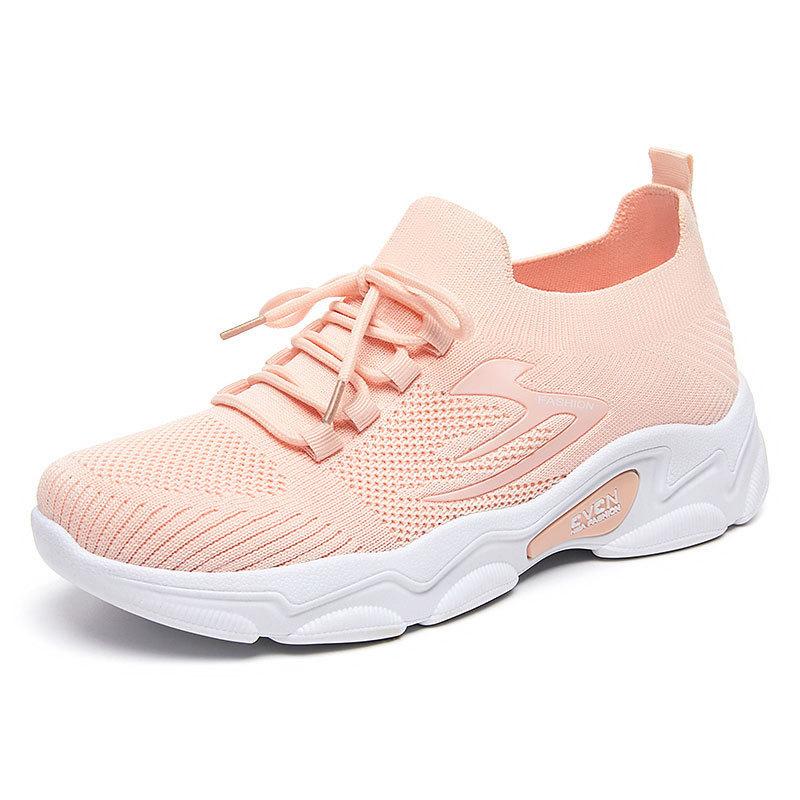 Shoes women's casual shoes versatile women's shoes breathable and non-smelly feet mesh shoes flying woven women's single shoes thick-soled heightening