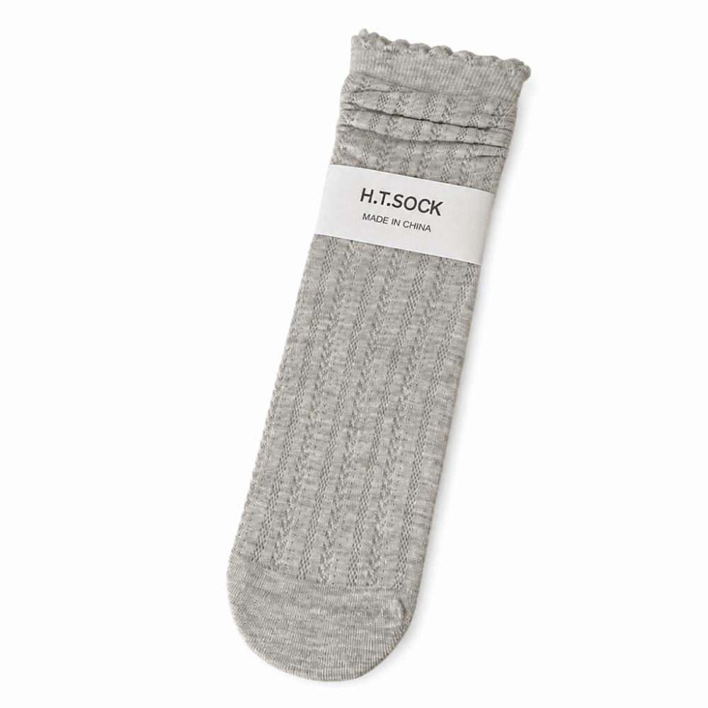 1Pair Ruffle Spring Summer Socks Solid Color Lace Socks Sweet Middle Tube Socks Women Girls