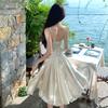 Acid acetic acid strap lace dress design spring and summer temperament medium and long dress high elegant