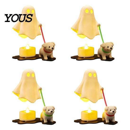 PLA Material Ghost Lamp Puppy Electronic Candle Ornament, LED Light, Simulated Warm Creative Holiday Gift Light Decor for Halloween Home Desktop Party