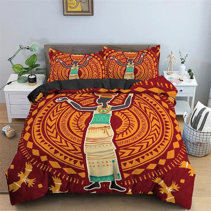 3D Ancient Egypt Tribe Decor Comforter Cover Set for Adult Women King Size Polyester Bedding Set Egyptian Print Duvet Cover Set
