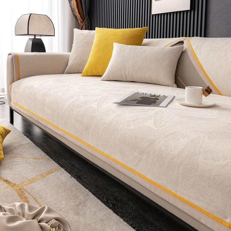 Hollanda Kadifesi Kanepe Minderi Kılıfı Yaprak Jakarlı Kanepe Örtüsü Kaymaz Köşe Koltuk Örtüsü Oturma Odası için L Şeklinde Kanepe Yastığı