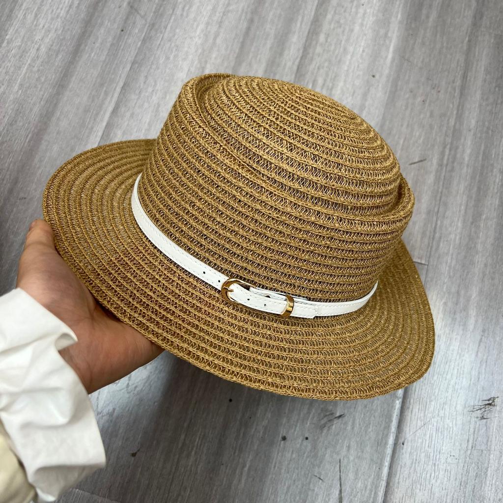 European and American fashion straw hat women's versatile sun hat green belt sun hat outdoor travel beach hat summer top hat