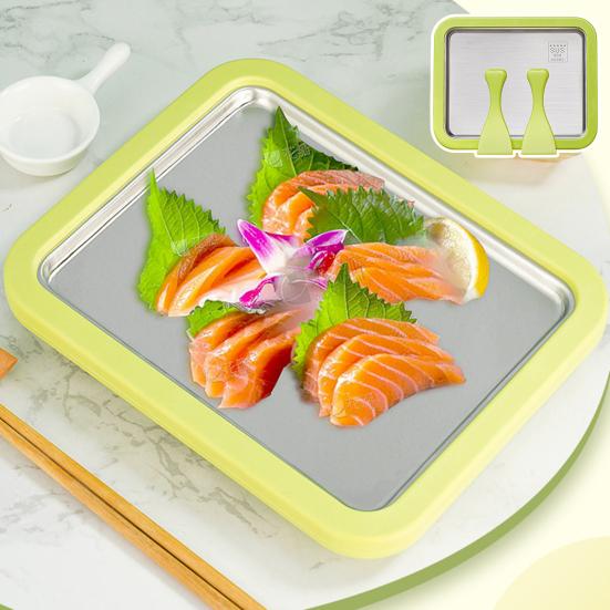 Fried Ice Machine Stainless Steel Large Freezing Tray with 2 Non-Stick Scrapers Fried Yogurt Maker