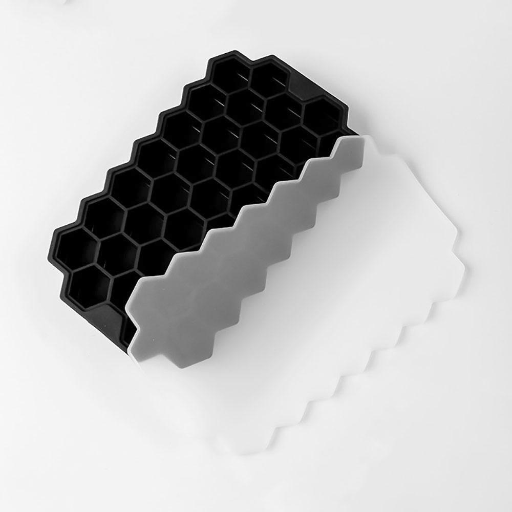 Silicone World 37 Grids Honeycomb Ice Cube Silicone Molds Silica Gel Ice Tray DIY Household Ice Making Box With Lid Ice Mold чёрный