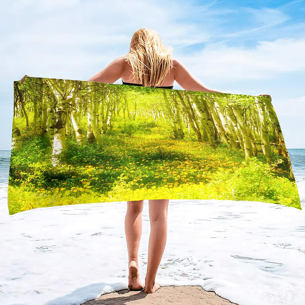 Forest Series Seaside Vacation Beach Towel Swimming Bath Towel Microfiber Sports Towel
