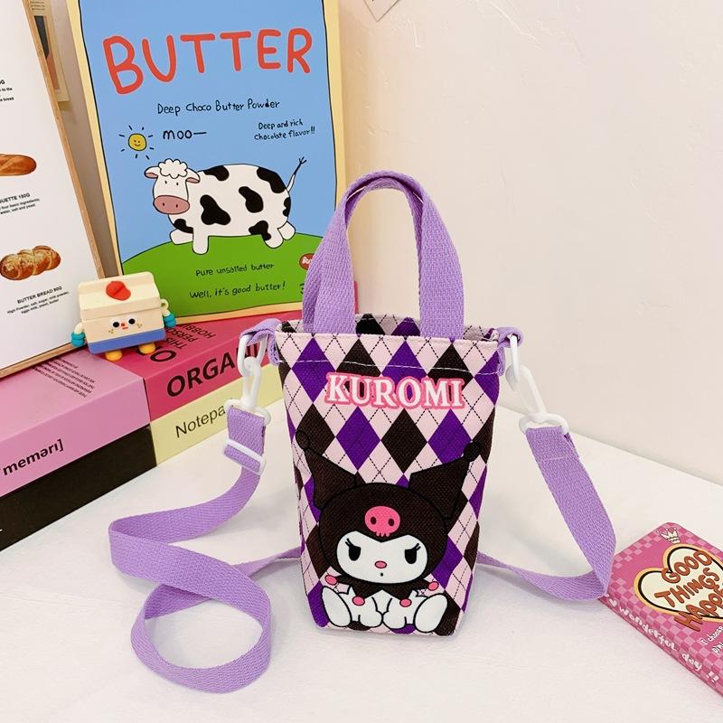Fashion new children's bag cute girl large capacity water cup canvas bag baby shoulder messenger bag