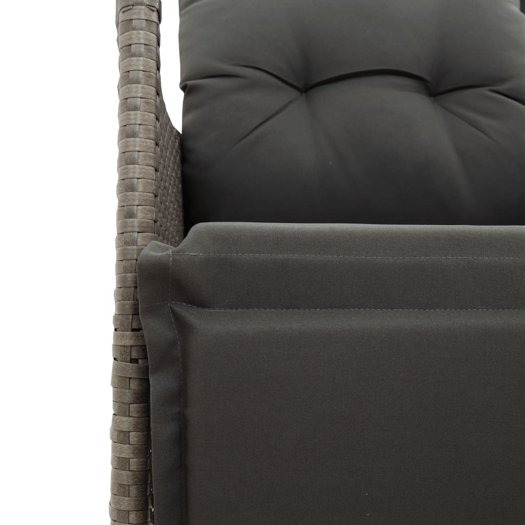 Poltrona da Giardino Regolabile con Cuscini in Polyrattan Grigio