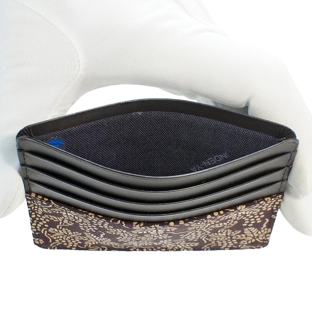 Indenya Slim Card Case, Thin, Deerskin, Purple with White Lacquer, Grape Pattern, 2530-16-120