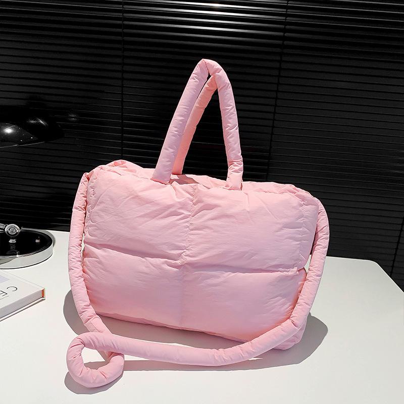 Niche Design Cotton Clothing One-shoulder Tote Bag  New Summer Embroidered Thread Square Cotton Carrying Underarm Pillow Bag