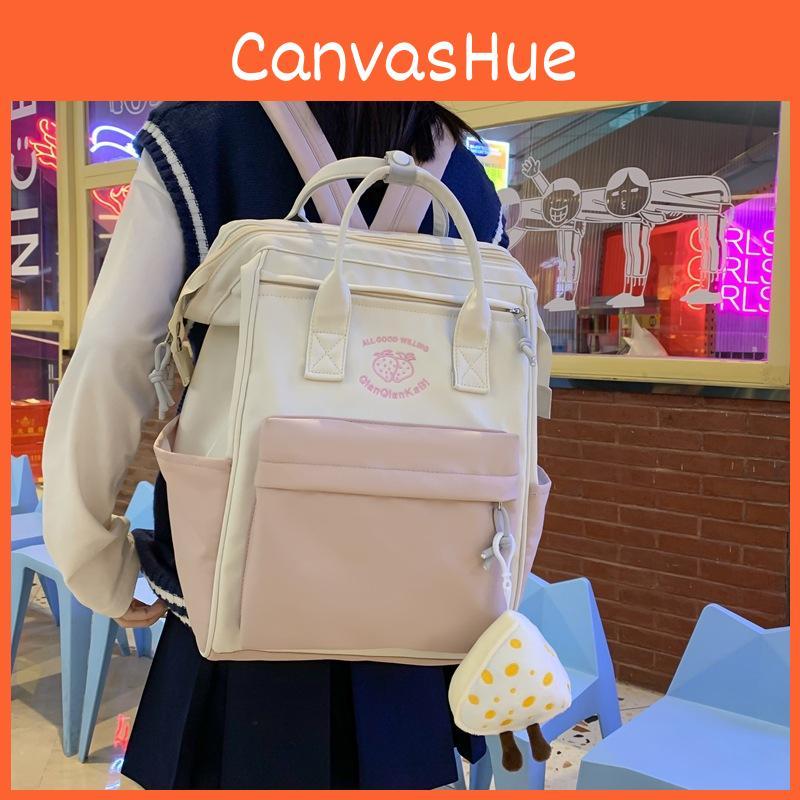 Strawberry And Letters Pattern Versatile Casual Backpack For Students Daily Use