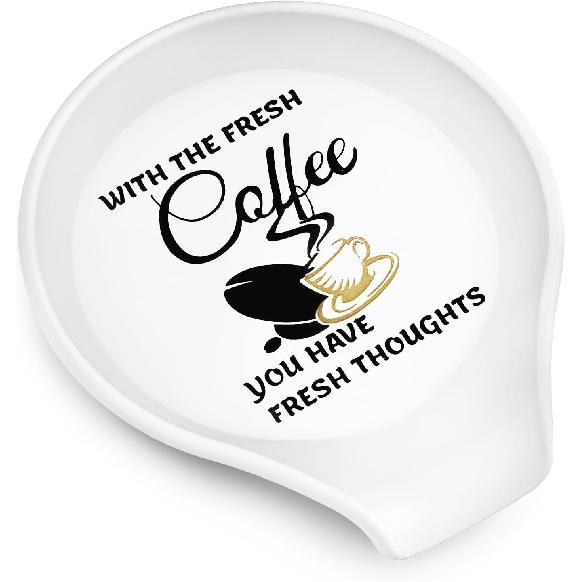 Koluti 2 Pieces Silicone Coffee Spoon Rest, Small Spoon Coffee Stirrers Teaspoon Holder for Countertop, Cute Spoon Buddy Coffee Accessories Bar A1-Pack