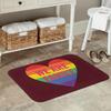 Rainbow Heart "We Are Family" Doormat, Inclusive Pride Design Floor RugMachine Washable Polyester for Entryway Living Room
