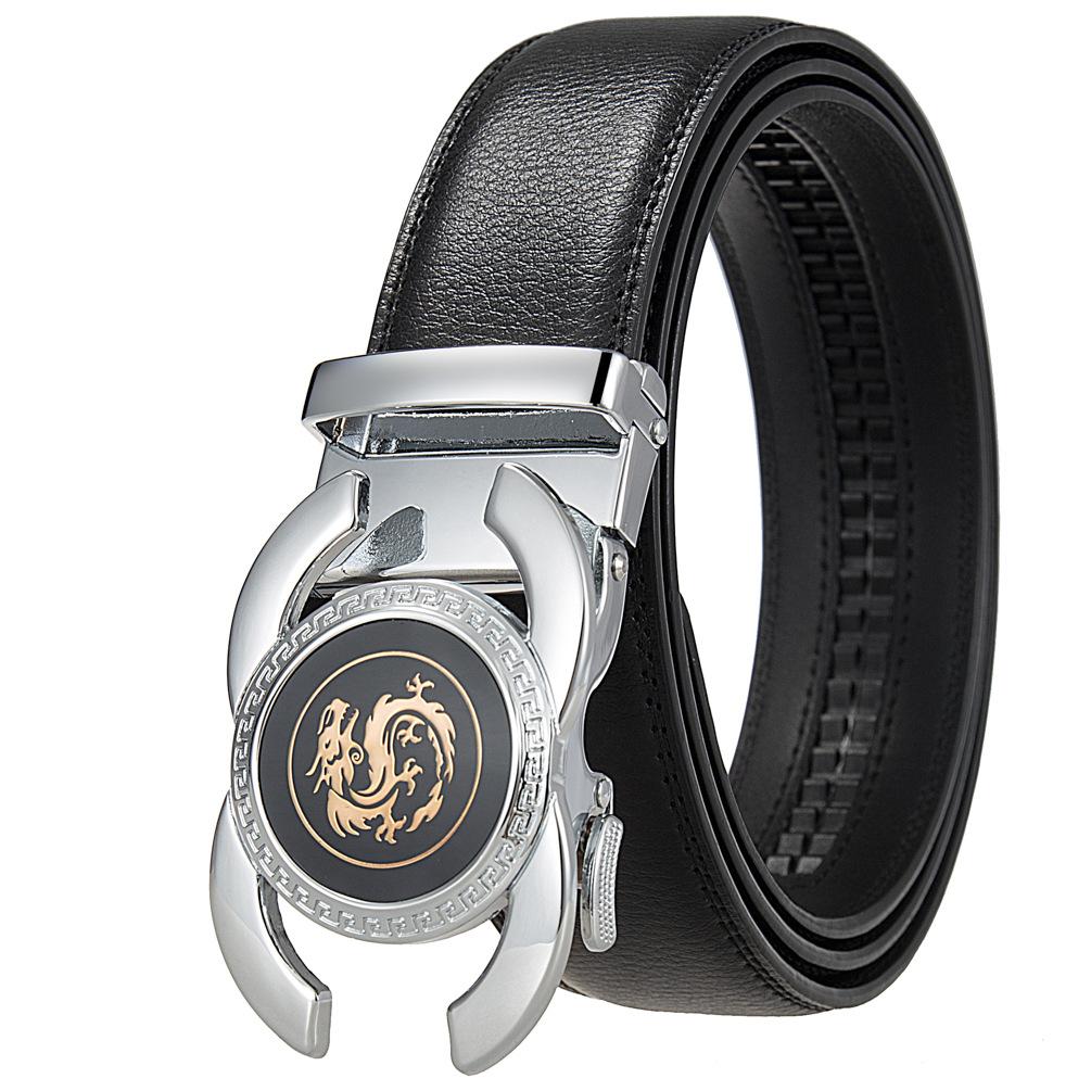 1Pcs Fashion Trend Men'S Automatic Buckle, Versatile Alloy Buckle Belt, Two-Layer Cowhide Belt Ly36-33539-1