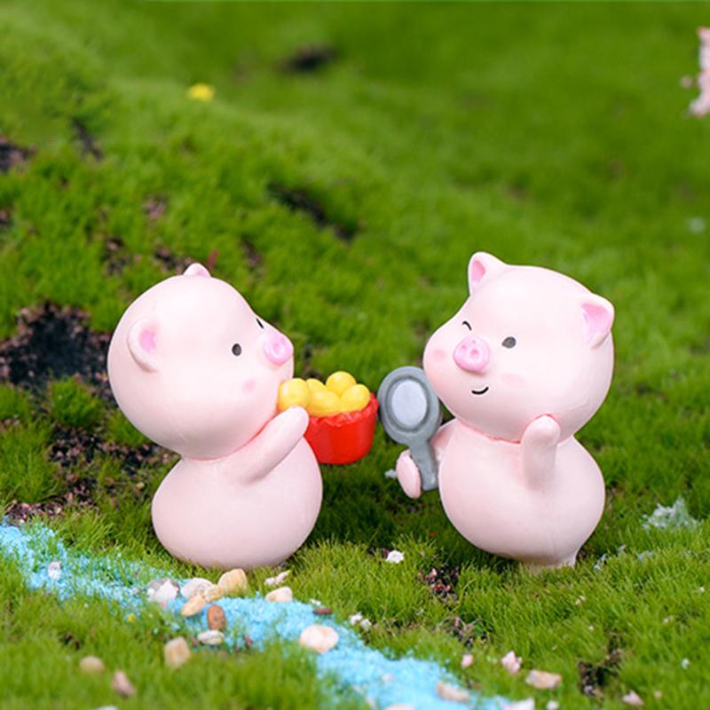 DIY Mini Miniature Ornament Pig Decoration Key Buckle 6PCS Car Decoration