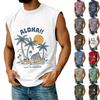Men's Sleeveless Athletic Vest Muscle Tank Top Casual Workout Shirt Summer Beach Graphic Print Loose Fit Sleeveless Tee for Outdoor Activities