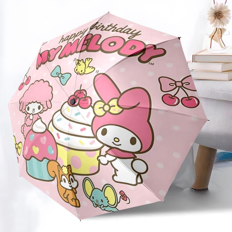 1pc My Melody Automatic Opening/Closing Umbrella with Foldable Design, Iron Frame, Outdoor Use, Perfect Gift for Fans, Travelers, Daily Use.A050