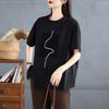 DIMANAF 2025 Summer Short T-Shirt Women Printing Plus Size Short Sleeve Loose Asymmetrical Tops Tees