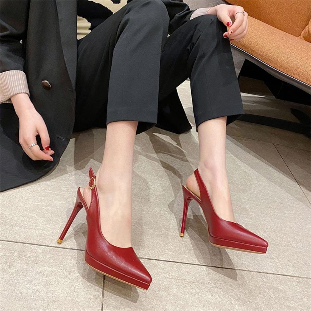 Fashion Women's Sandals Baotou Back Hollow High Heels 2025 New Pointed Thin Heels Single Shoes Women's Simple and Elegant Sandals