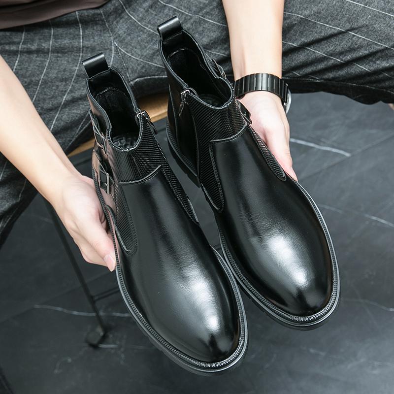 

Модные и трендовые новые мужские высокие кожаные туфли большого размера 46 универсальные дорожные туфли для офиса в британском стиле для деловых вечеринок 46 чёрный