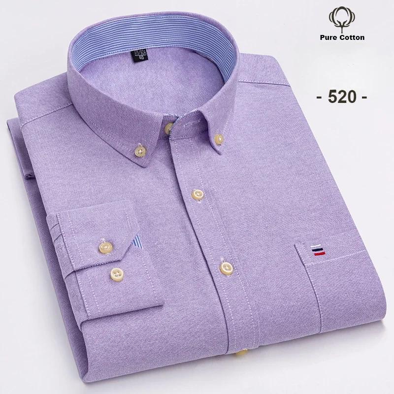 New In Shirt Plus Size 7XL Long-sleeve Shirts for Men 100%cotton Oxford Slim Fit Formal Plain Shirt Fashion Korean Plaid Clothes
