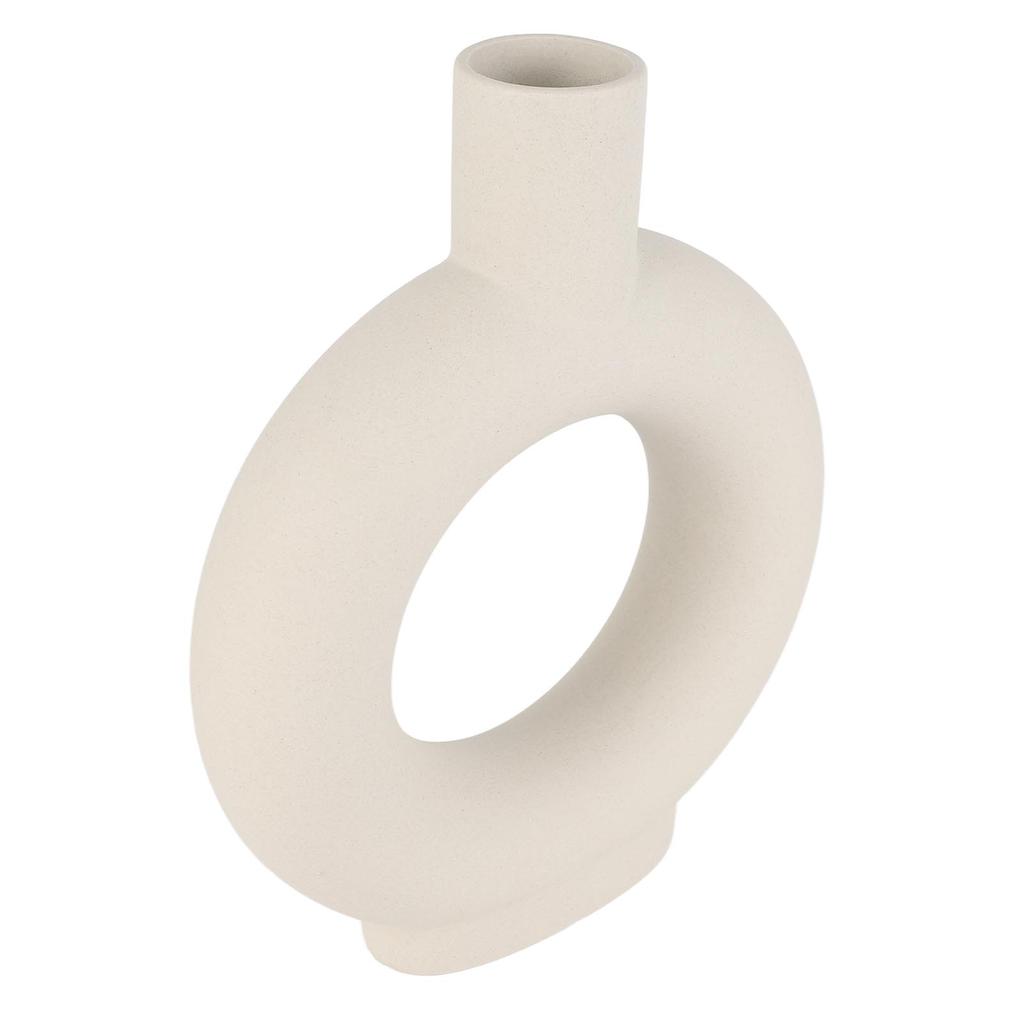 Circle Ceramic Vase Circular Hollow Flower Vase Modern Matte Vase Ornament for Living Room Bedroom