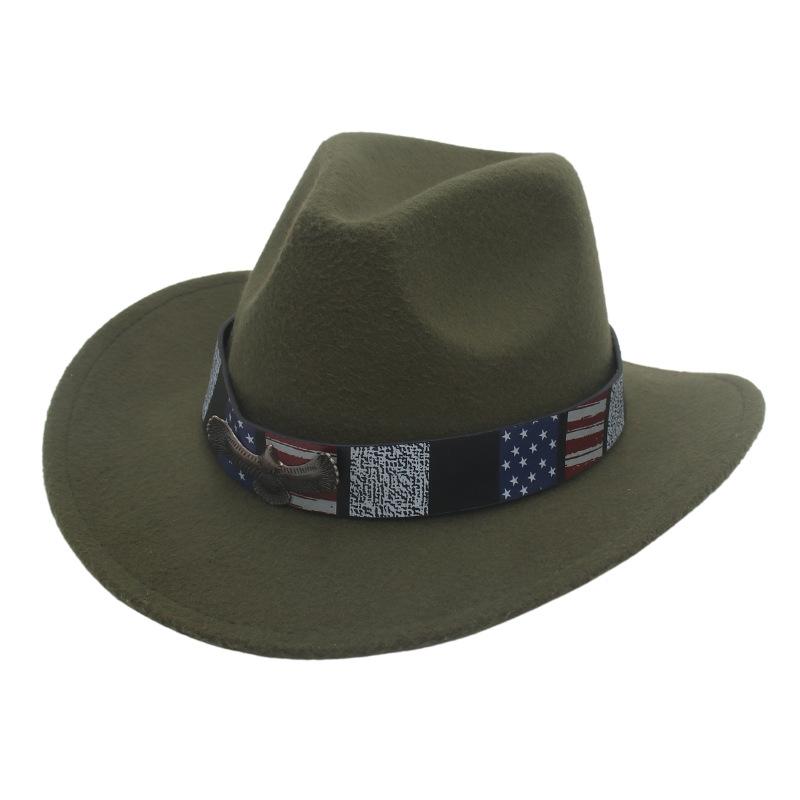 Star Stripe Accessories Top Hat Western Cowboy Hat Bull Head Accessories Felt Hat National Style Freedom Eagle Felt Hat