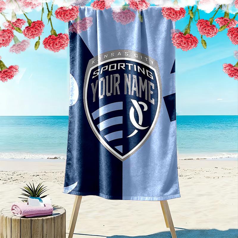 Kansas City Custom Name Print Beach Towel Large Soft Quick Dry Towel For Beach Camping Swimming