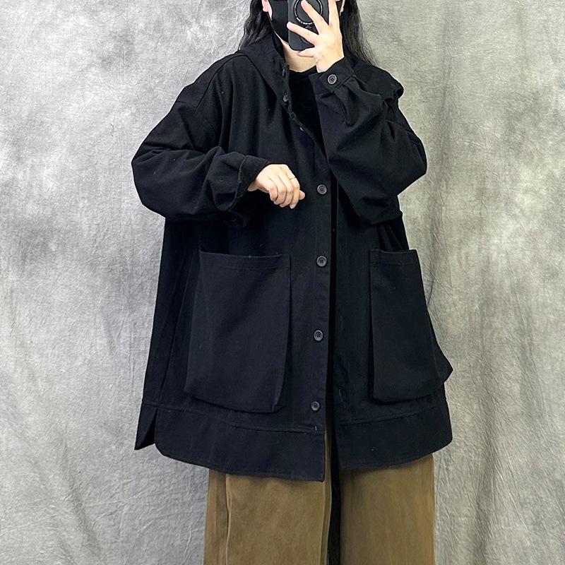 Retro High-End Loose Hooded Windbreaker Jacket (Autumn 2025) - Plus Size Temperament Slimming Fashion