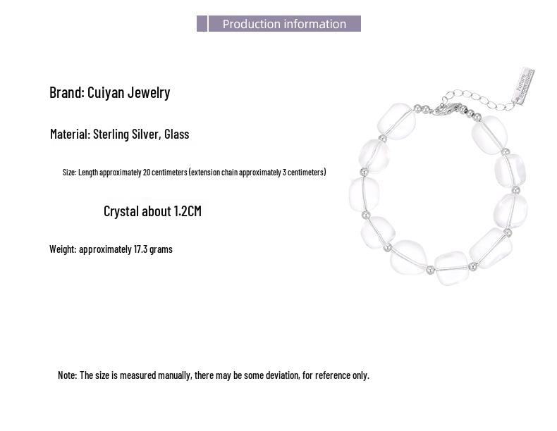 Cuiyan Shijie S925 Silber Koreanisches Oval Weißer Kristall Damenarmband 2025 Trendige Nischen Perlen Schmuck